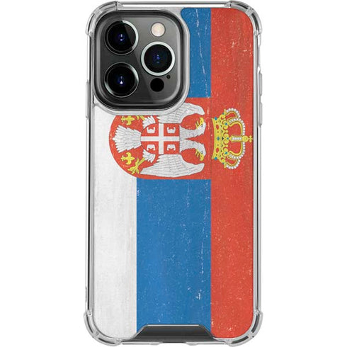 Serbia Flag Distressed iPhone 16 Pro Max Clear Case